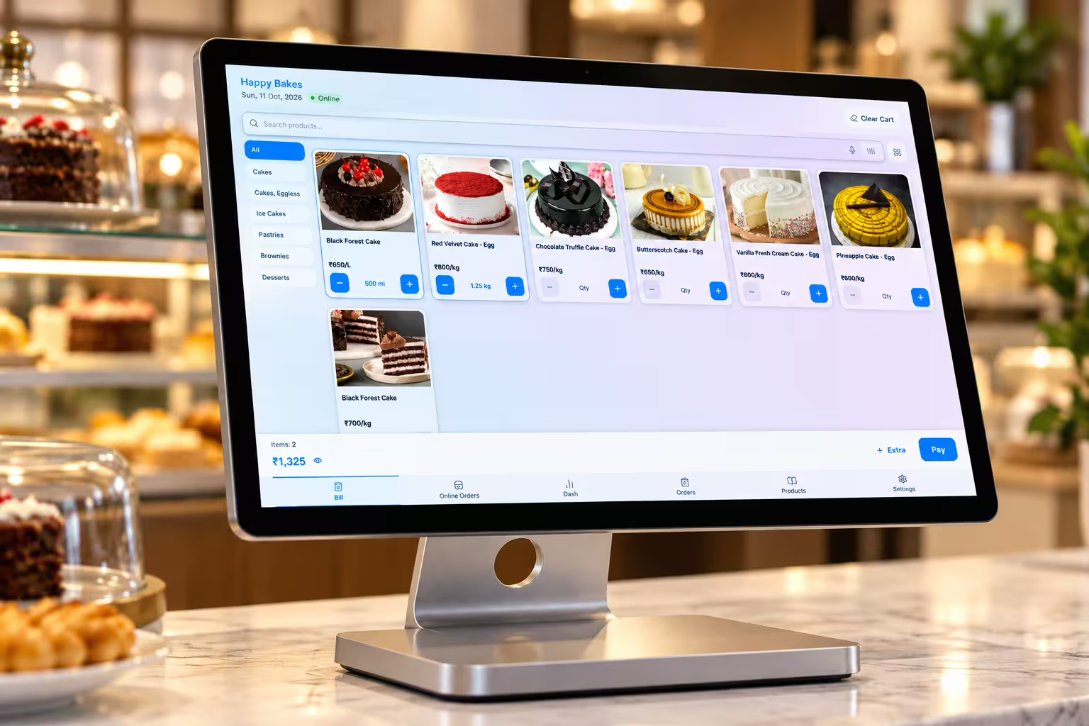 Vikibill POS counter terminal running in a store